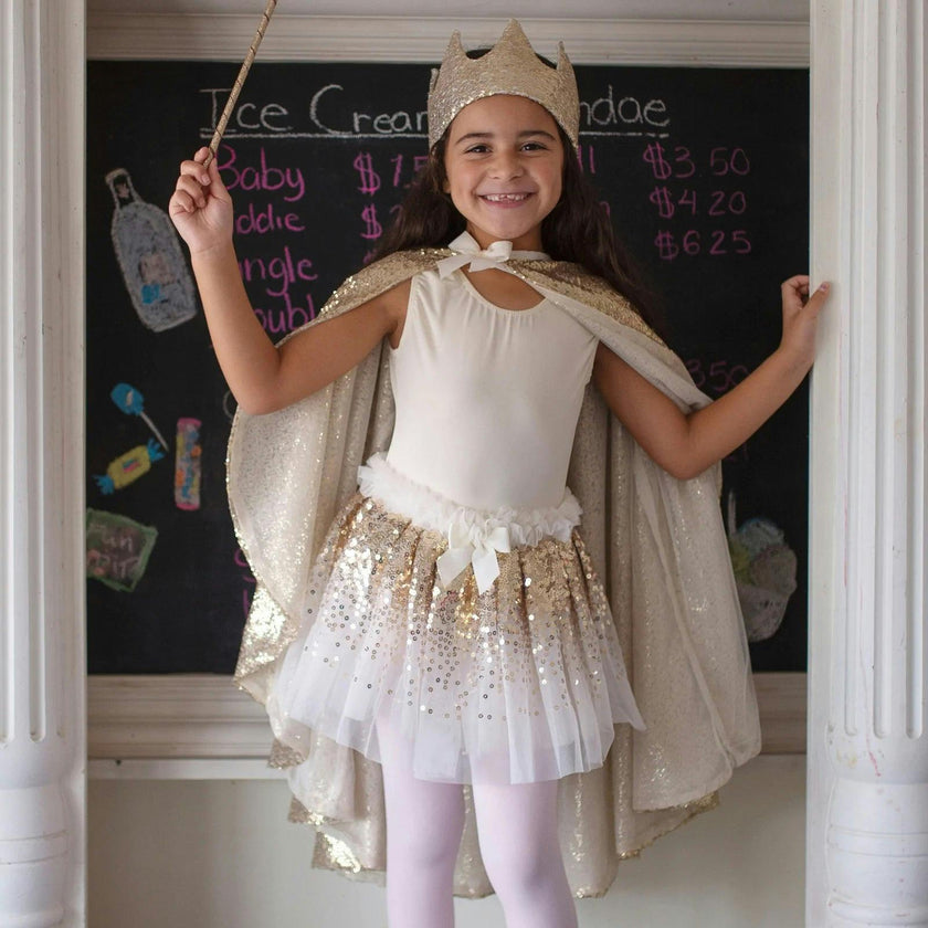 Precious Sequins "Gold" Cape & Crown Bundle