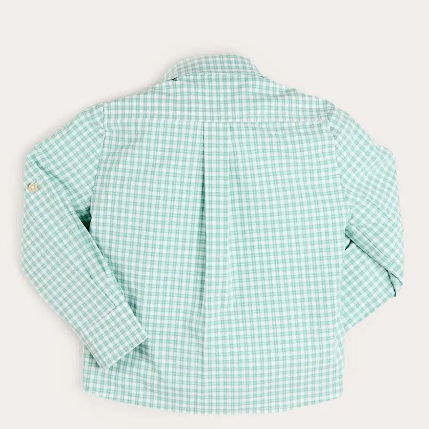 Lucas Check Pocket Detail Long Sleeve Shirt in Green (18mths- 10yrs)