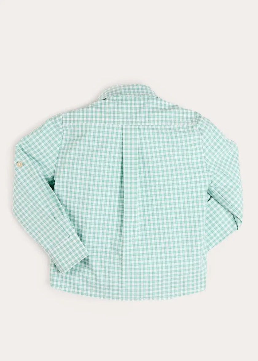 Lucas Check Pocket Detail Long Sleeve Shirt in Green (18mths- 10yrs)