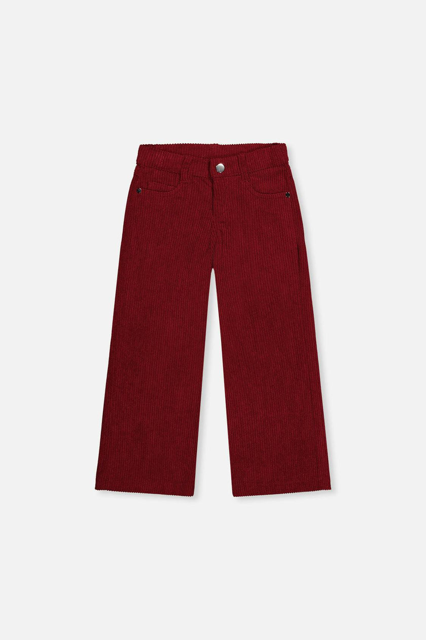 Stretch Corduroy Wide Leg Pants Reddish-Brown