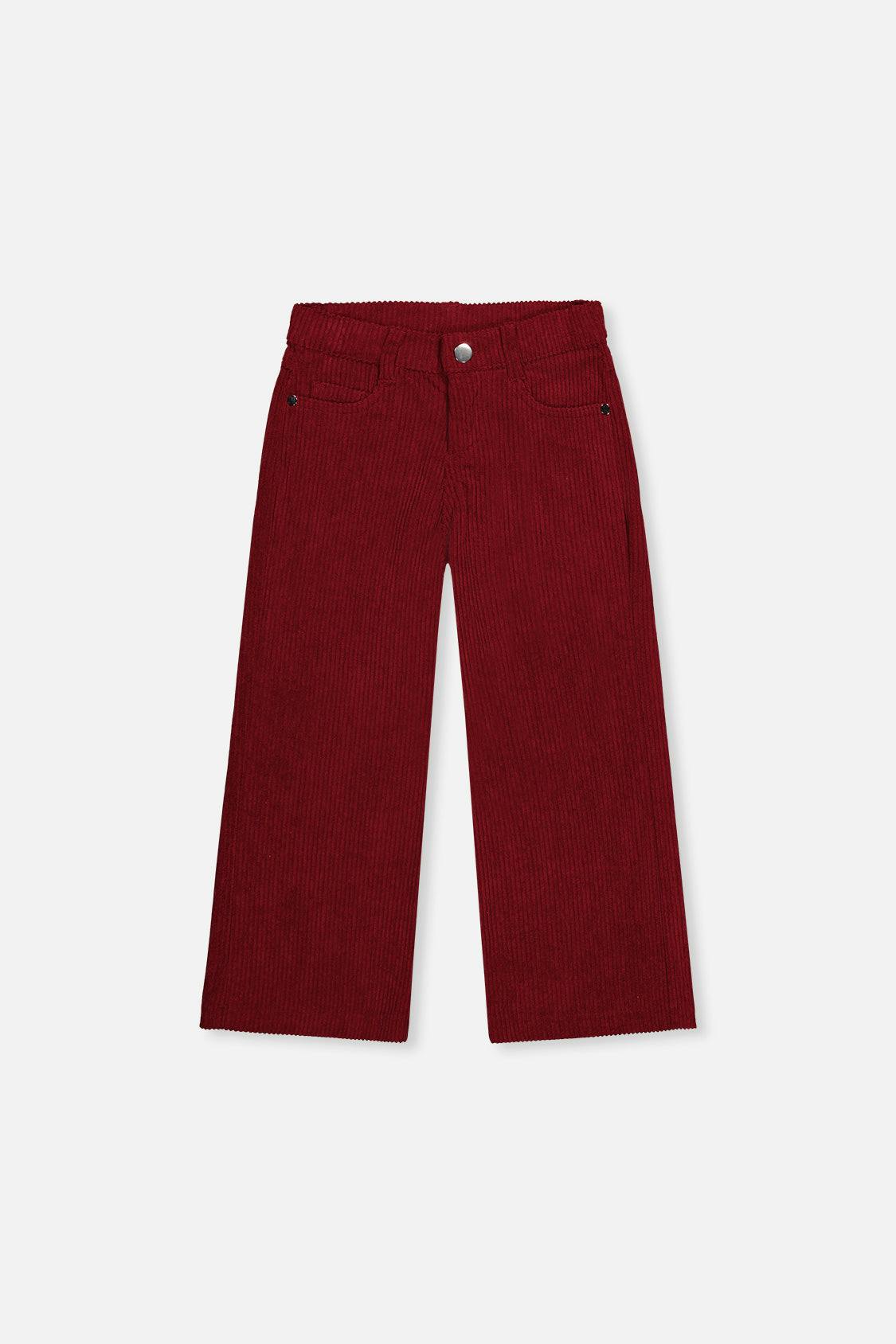 Stretch Corduroy Wide Leg Pants Reddish-Brown