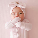 Icing Pink Pointelle Footie Ruffled Zippered One Piece