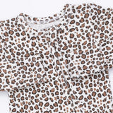 Leopard Rib - 2 Way Ruffle Back Zipper Footie