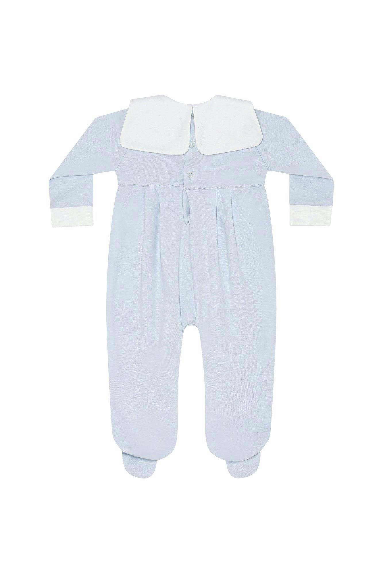 Blue Rocking Horse Embroidered Footie