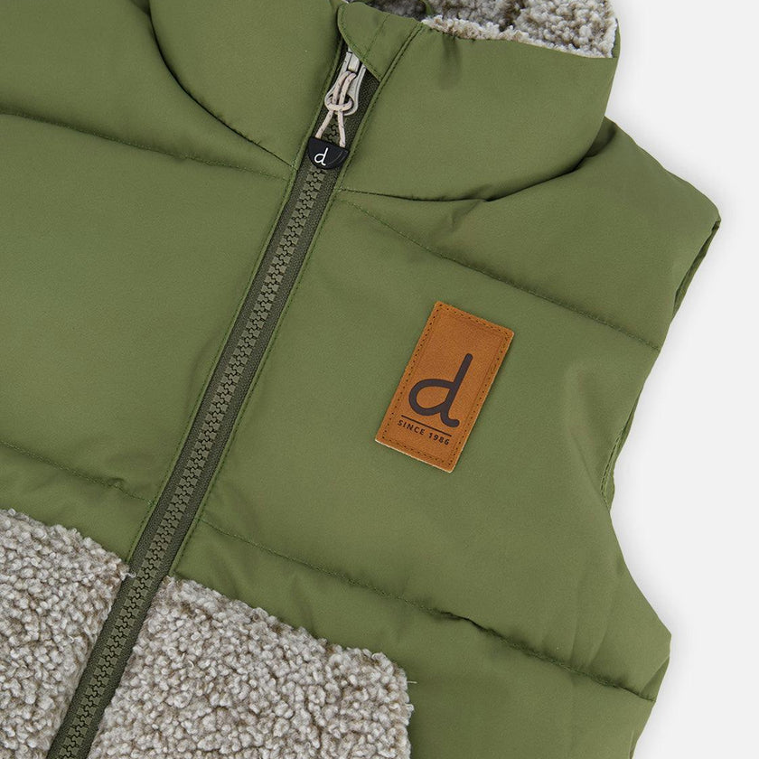 Sleeveless Mid-Season Vest Olive Green