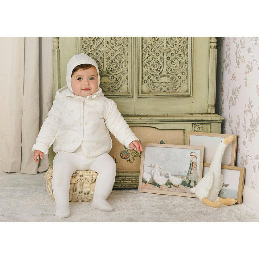 Scattered Blossoms Jacket & Hat Set Barely Pink
