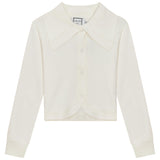 Cropped Knit Collar Cardigan