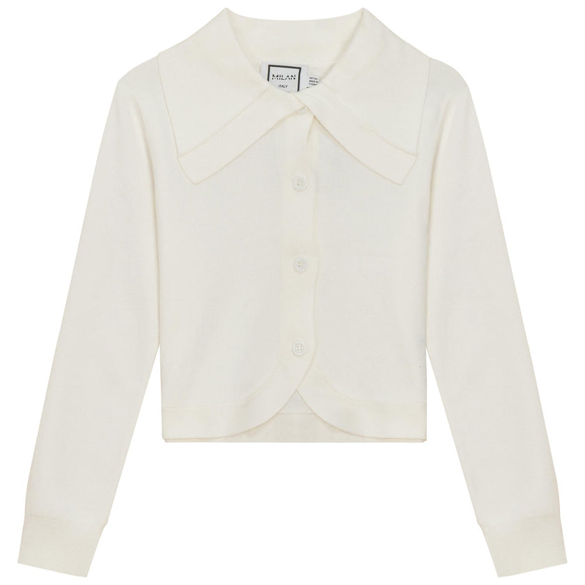 Cropped Knit Collar Cardigan