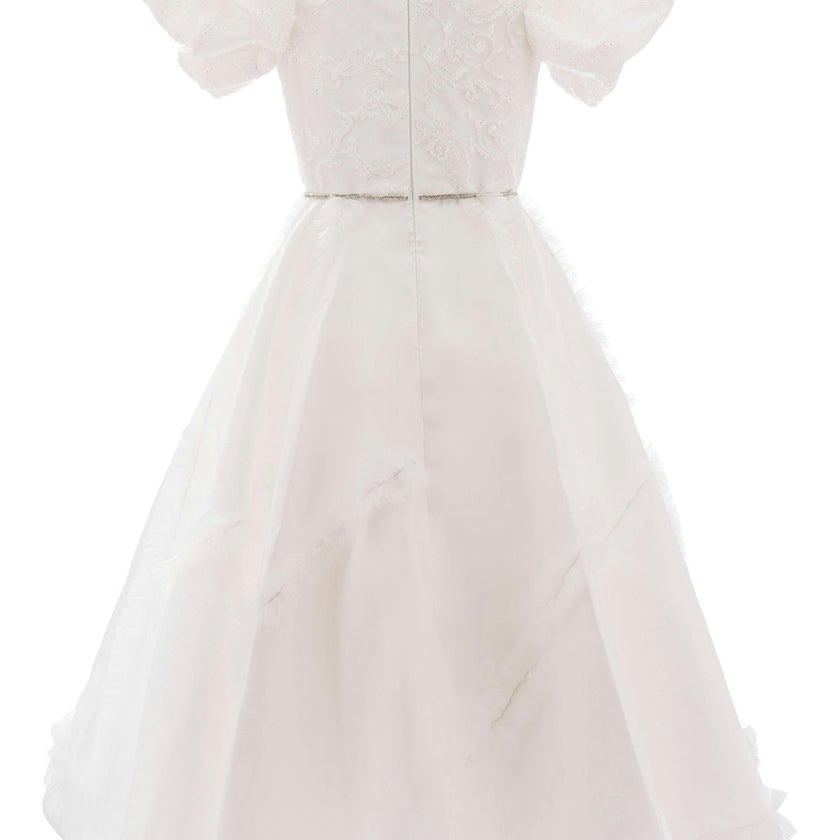 White Raineri Gem Shimmer Overlay Dress