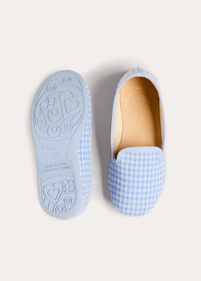 Beauchamp Gingham Slippers in Blue (24-35EU)