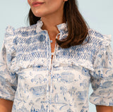 Women's Lizzie Shirt - Dallas Print (Blue)