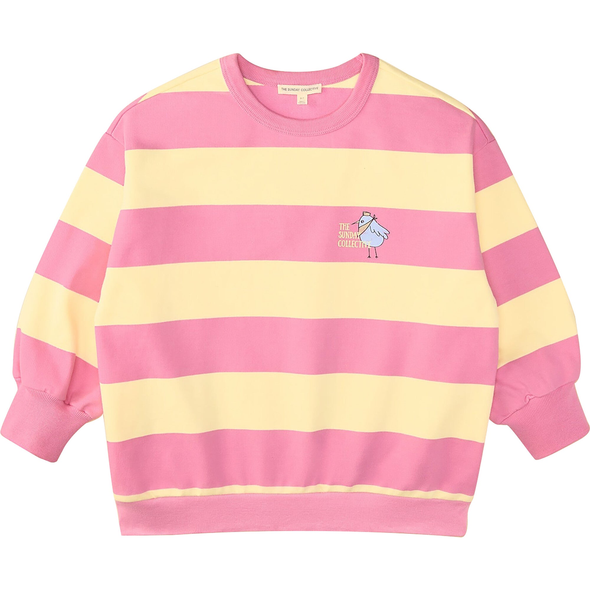 Sunday Organic Striped Oversized Fit Drop Shoulder Sweatshirt, Yellow
