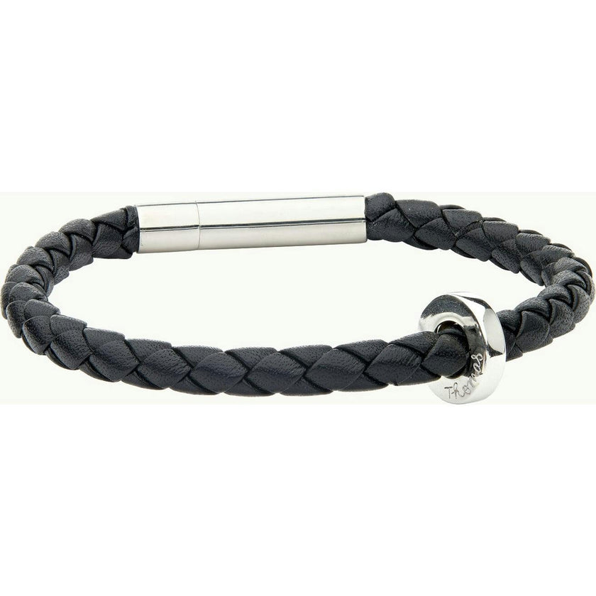 Men's Personalized Unity Leather Bracelet, Sterling Silver