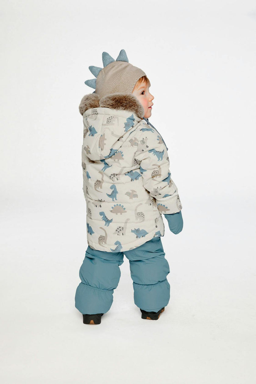 Baby Two Piece Snowsuit Blue Dinosaur Print