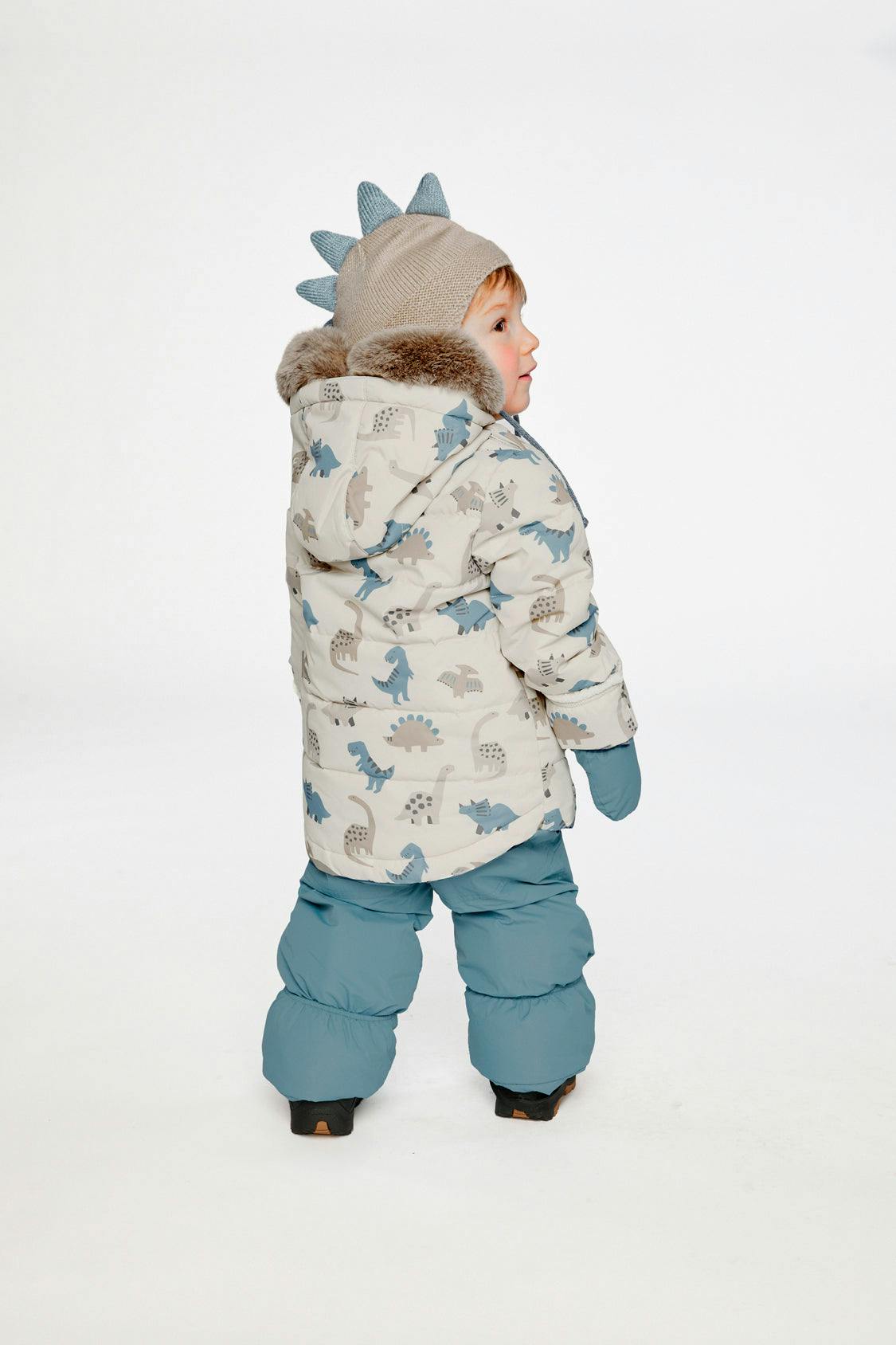 Baby Two Piece Snowsuit Blue Dinosaur Print