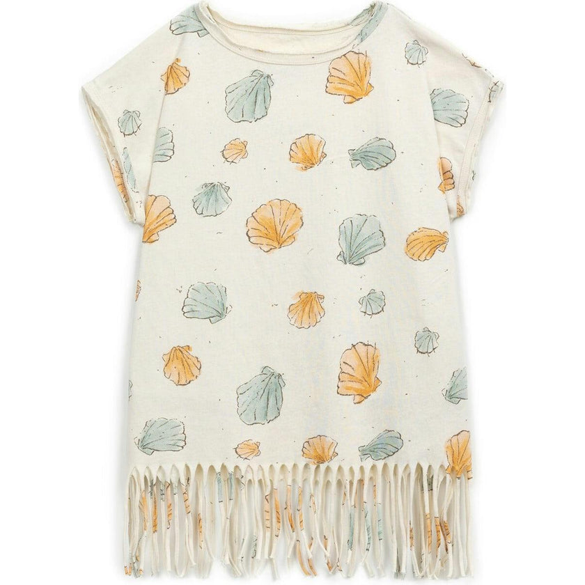 All-Over Clam Print Short Sleeve Dress