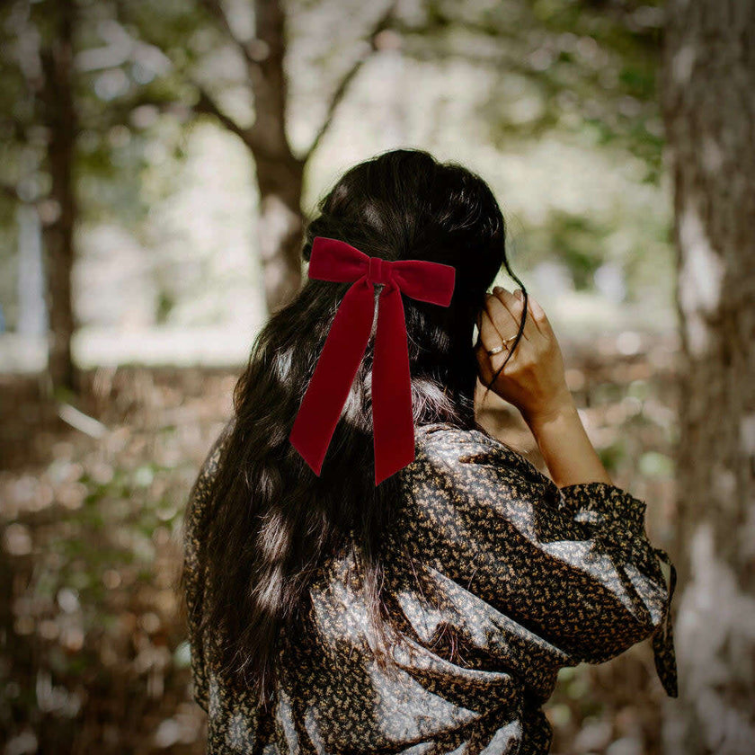 Mademoiselle Velvet Bow, Red