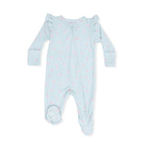 Tiny Cherry Stripe - 2 Way Ruffle Sleeve Zipper Footie