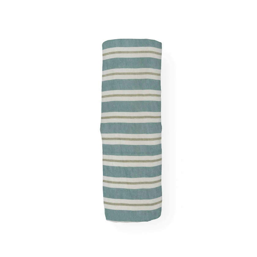 Stretch Knit Swaddle Blanket - Blue Vintage Stripe