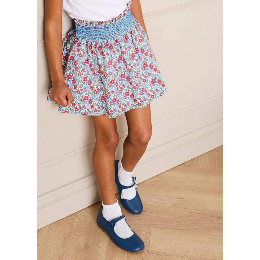 Emilia Floral Elasticated Waist Skirt in Red (2-10yrs)
