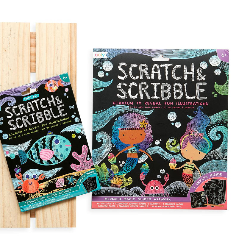 Scratch and Scribble Mini Scratch Art Kit - Friendly Fish - 8 Cards 1 Sticker Sheet