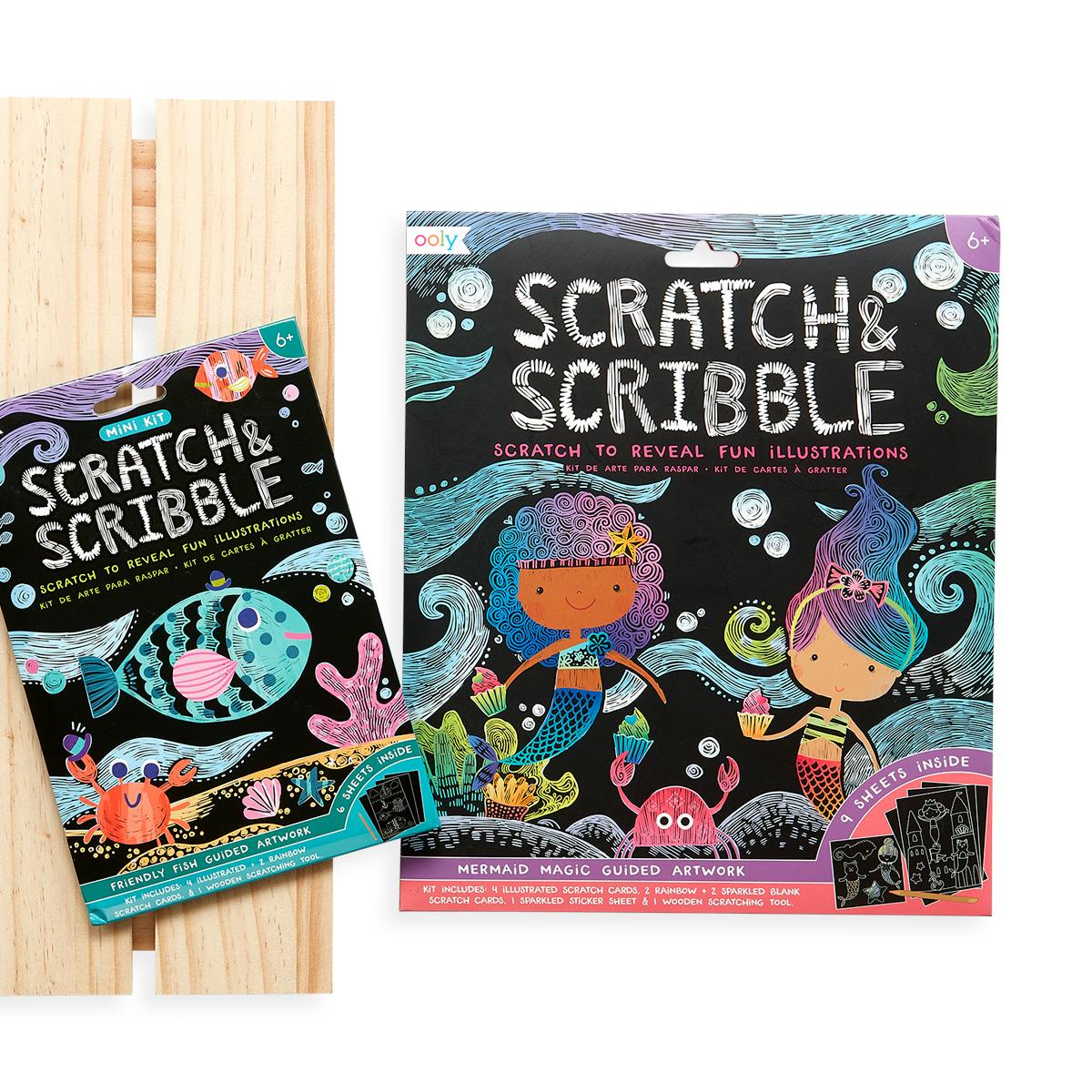 Scratch and Scribble Mini Scratch Art Kit - Friendly Fish - 8 Cards 1 Sticker Sheet