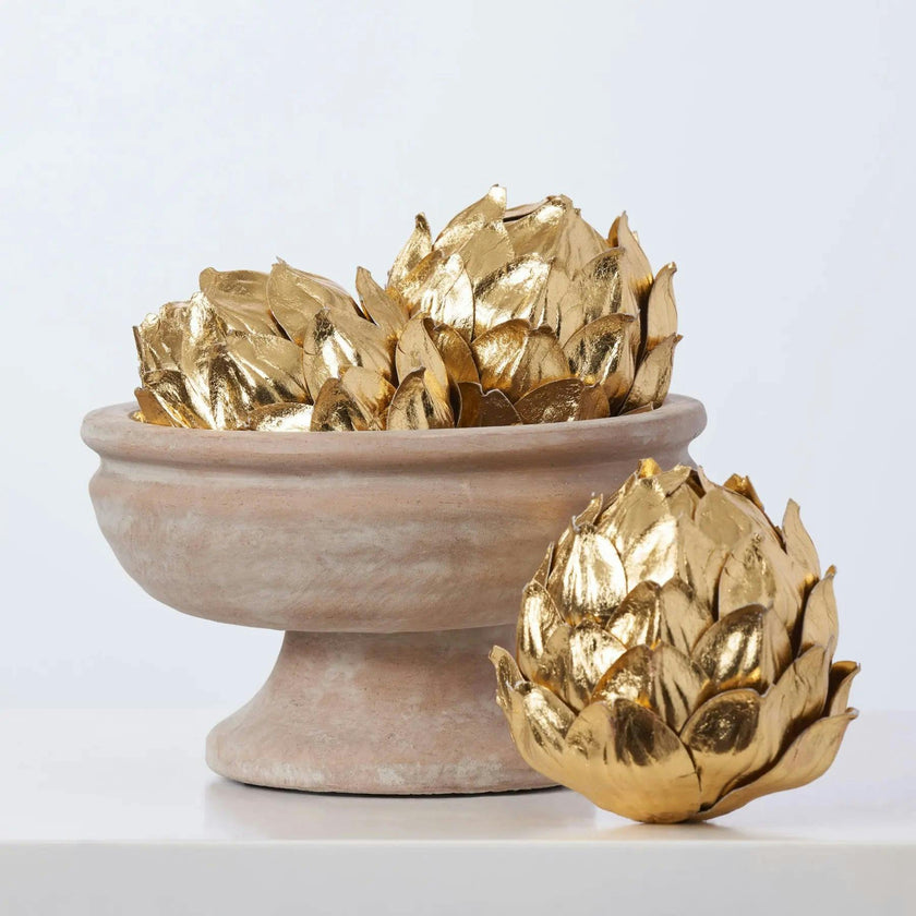 Metallic Gold Artichoke Décor Holiday Glam Bowl Filler Set of 3