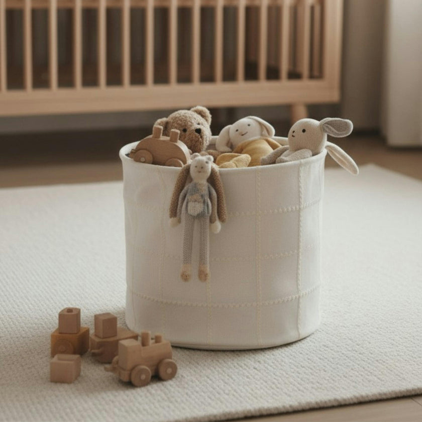 Handmade Canvas Storage Basket Mesh Lace