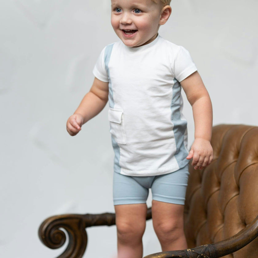 Color-Block Pocket Tee & Short Set