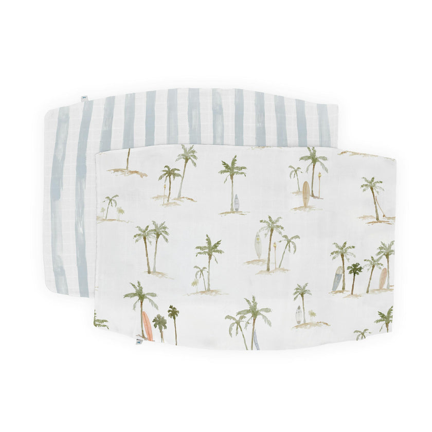 Cotton Muslin Pillowcase 2 Pack - Palm Paradise