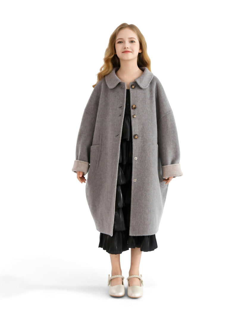 Gray Wool Coat with Peter Pan Collar