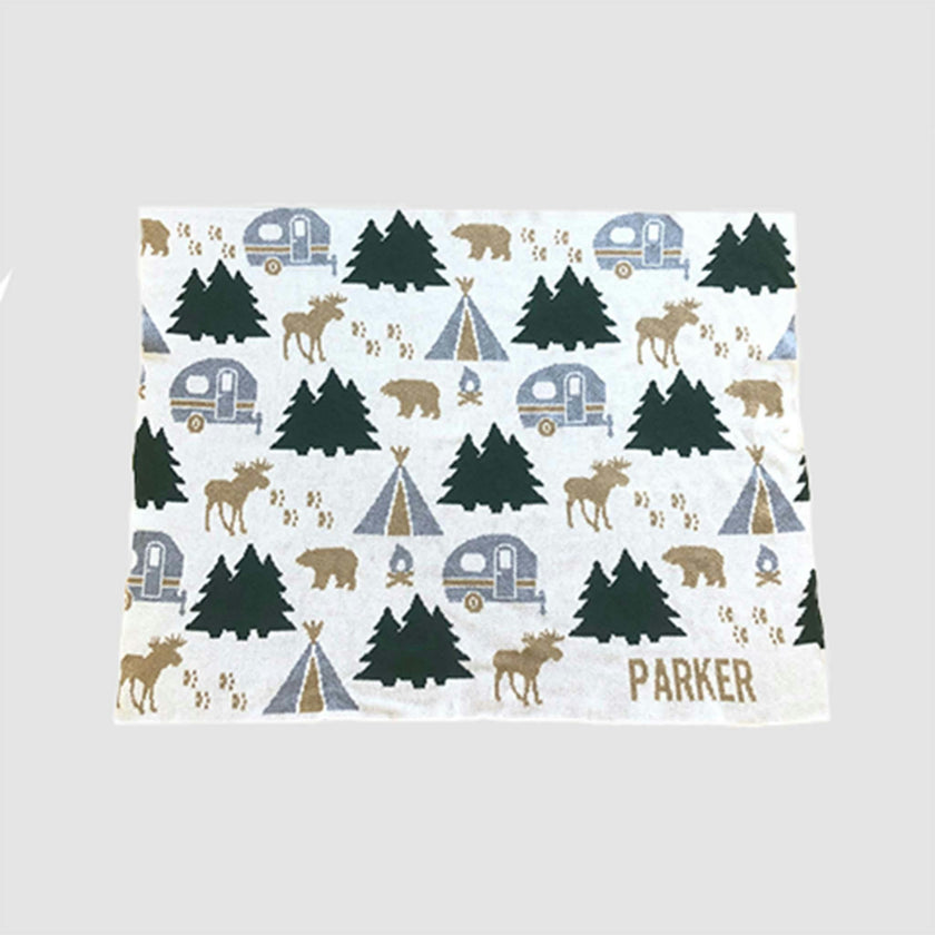 Monogrammed Happy Camper Baby Throw