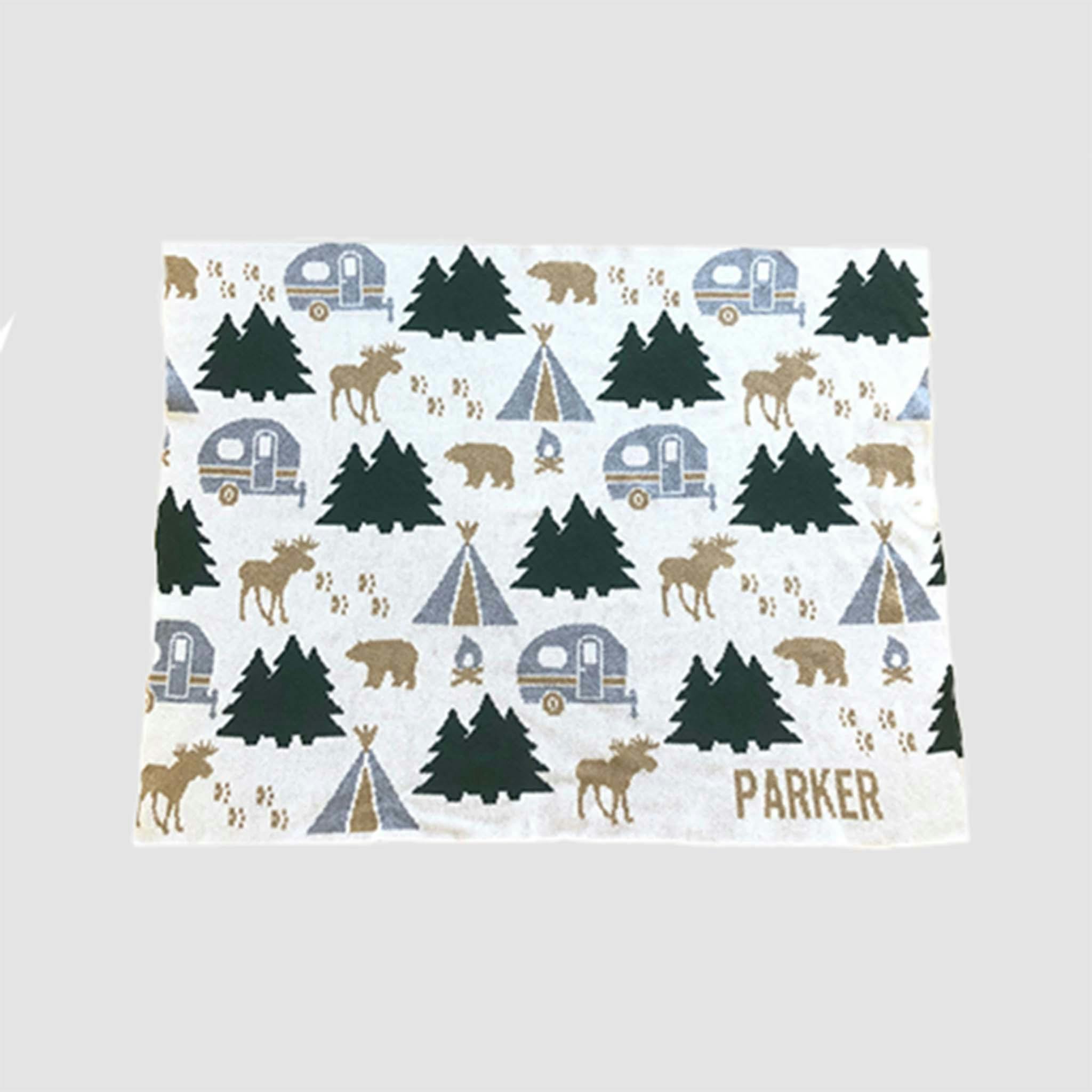 Monogrammed Happy Camper Baby Throw
