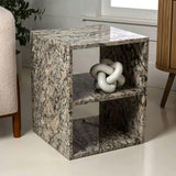 Sloane 20" Modern Natural Marble Handmade Rectangular 2-Shelf End Table