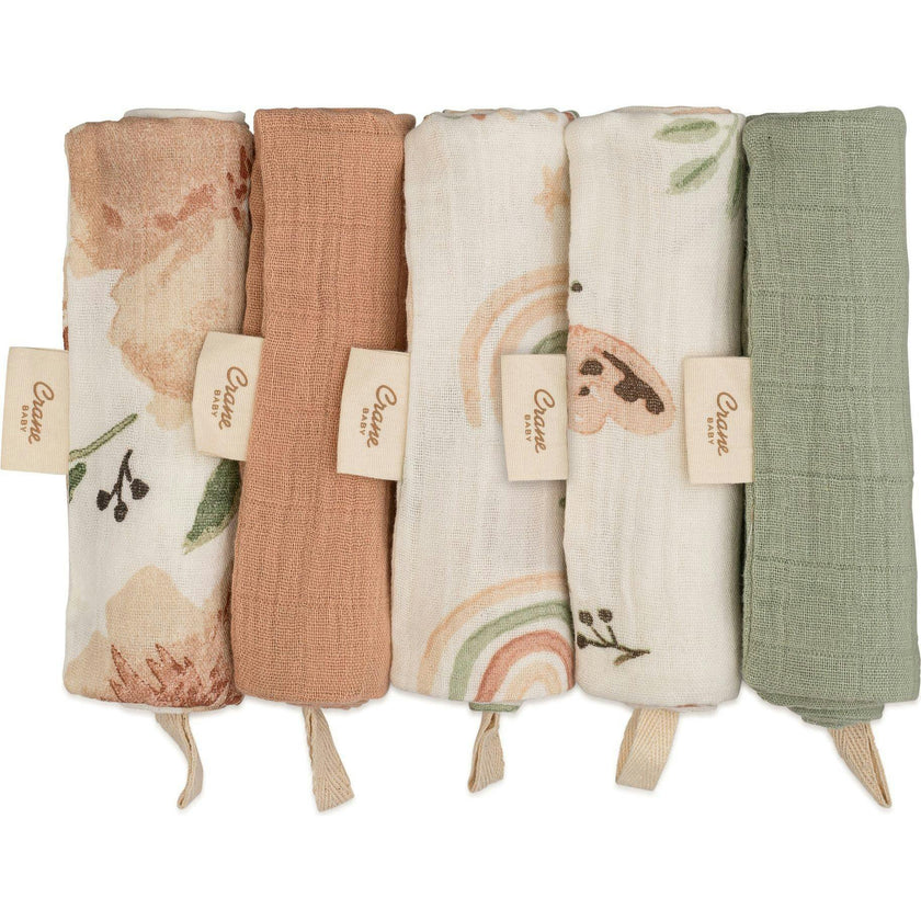 Parker 5-pc. Cotton Baby Washcloth Set (Pink Floral)
