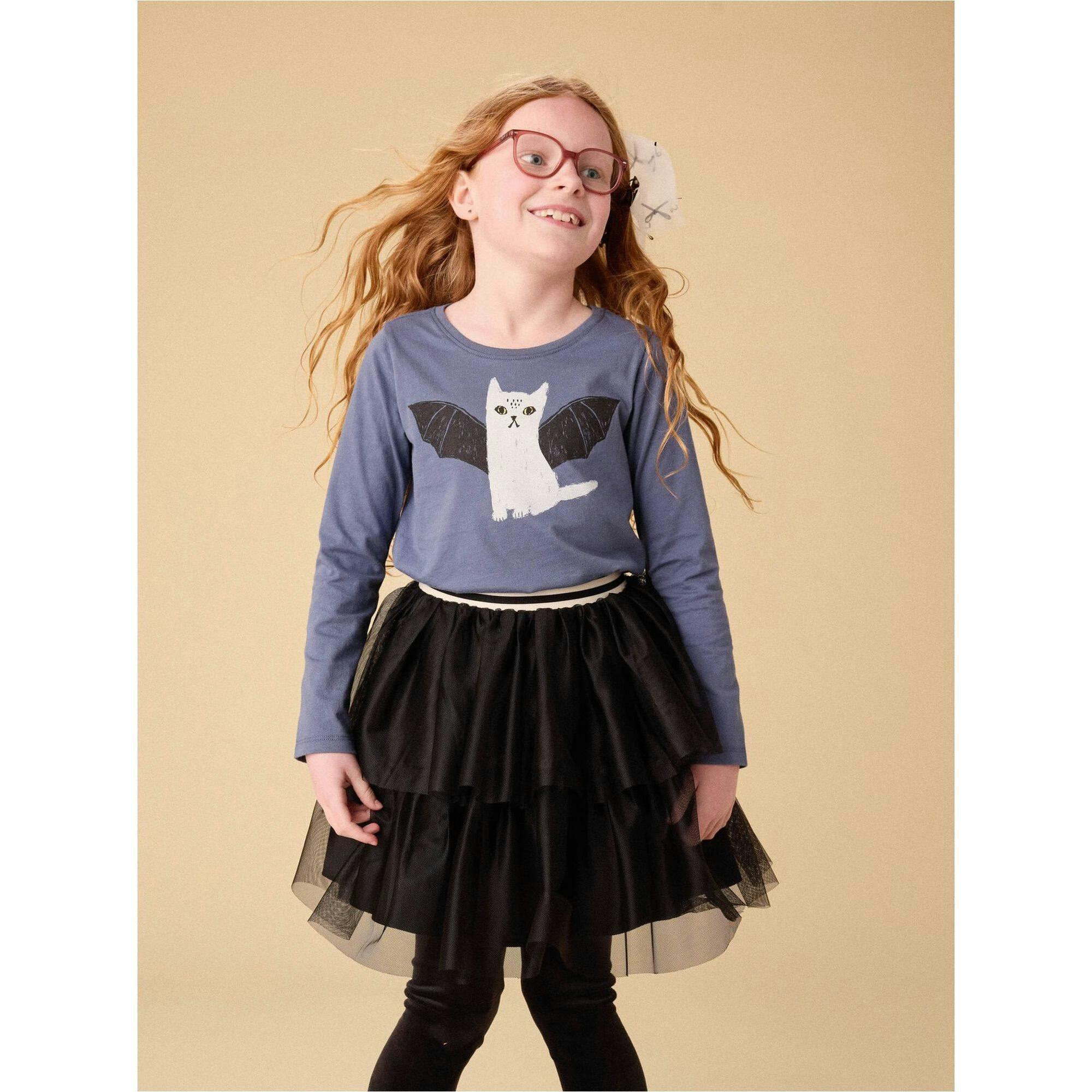 Tiered Tulle Skirt, Black