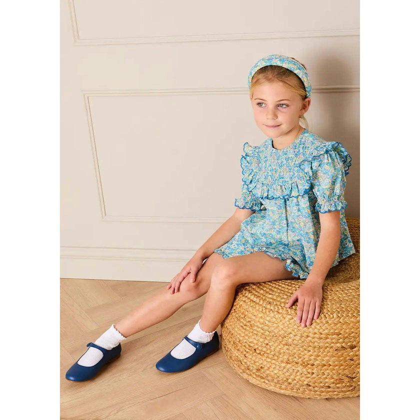 Leontyne Floral Elasticated Waist Bloomers in Blue Made with Liberty Fabric (1mth-3yrs)