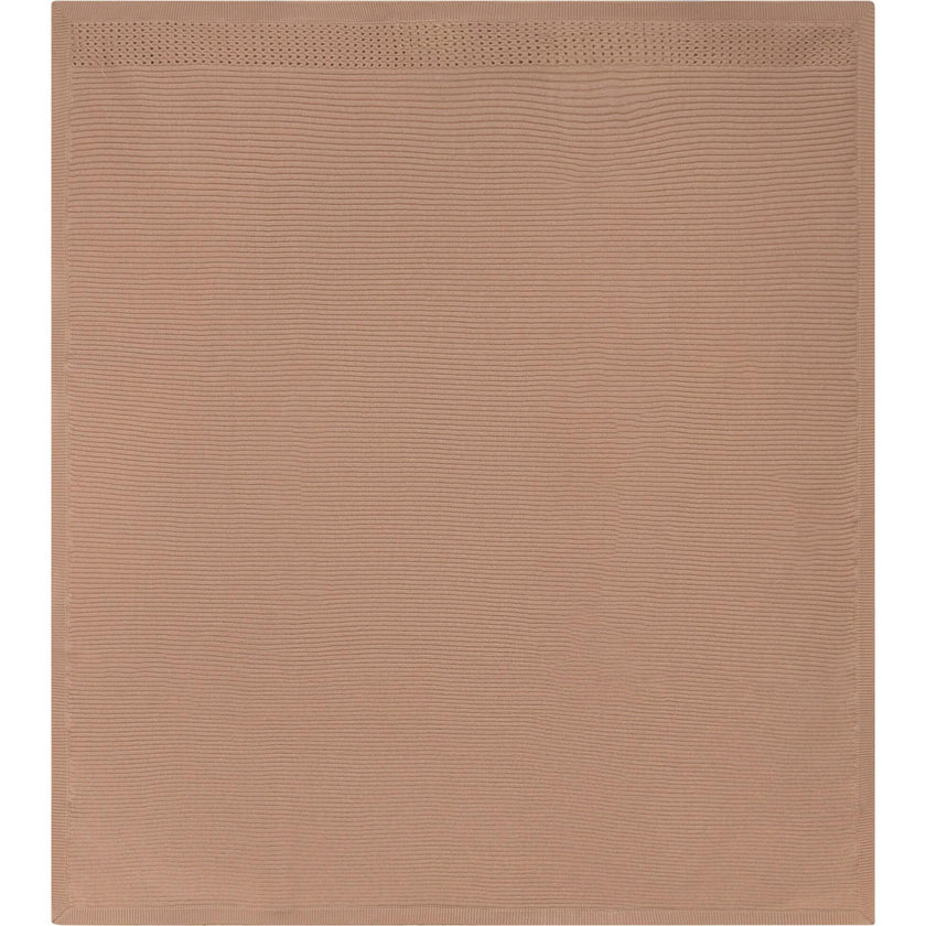 Holed Rib Knit Blanket Dark Almond