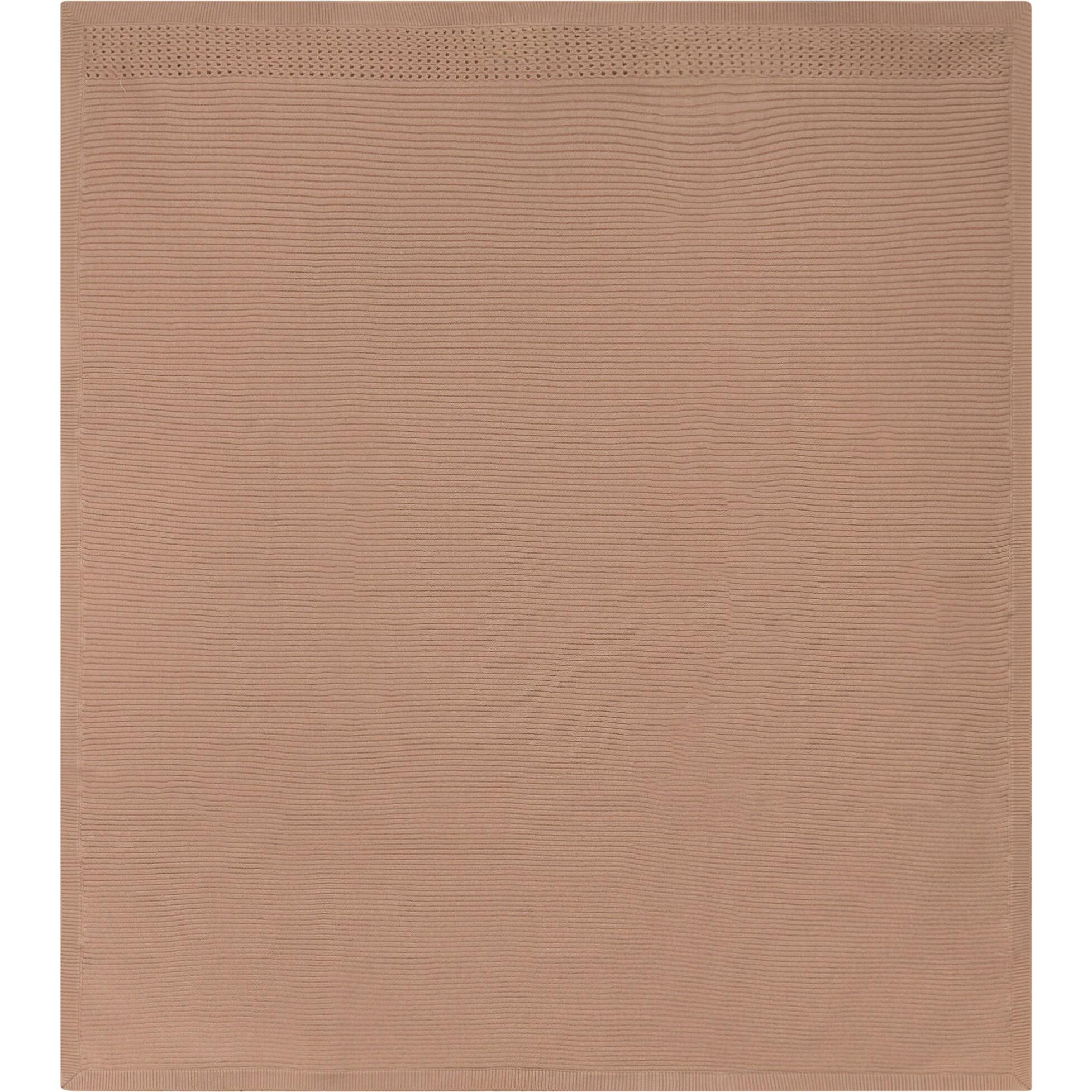 Holed Rib Knit Blanket Dark Almond