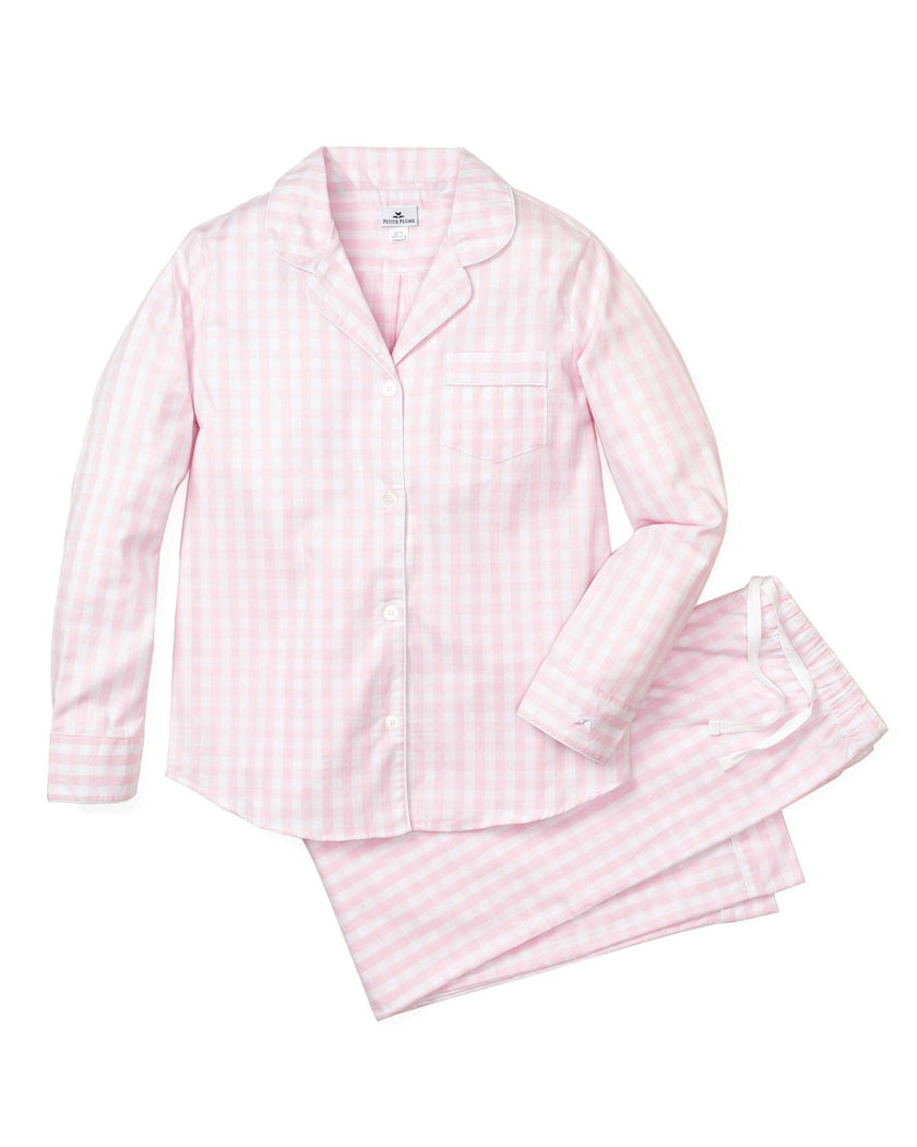 Women's Twill Pajama Set in Pink Gingham