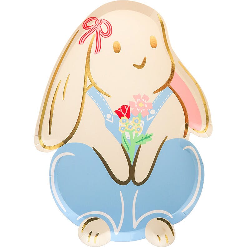 Bunnies In The Garden Overalls Large Plates