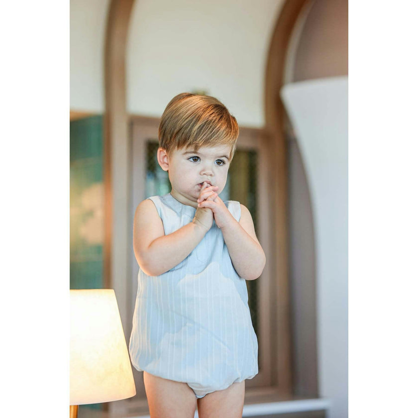 Striped Faux Tab Boys Romper