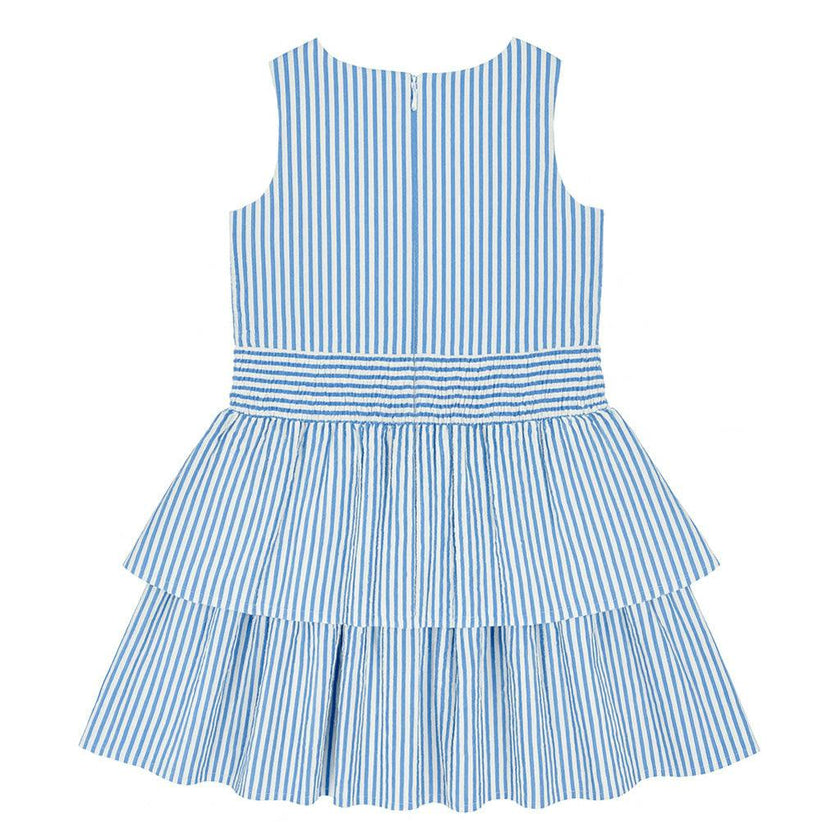 Seersucker Dress With Waist Ruching