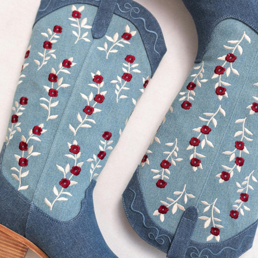 Rosemary Cowgirl Boots in Denim