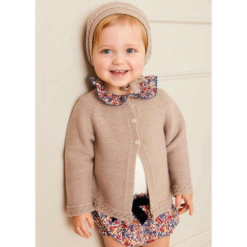 Cable Detail Cardigan in Beige (6mths-3yrs)