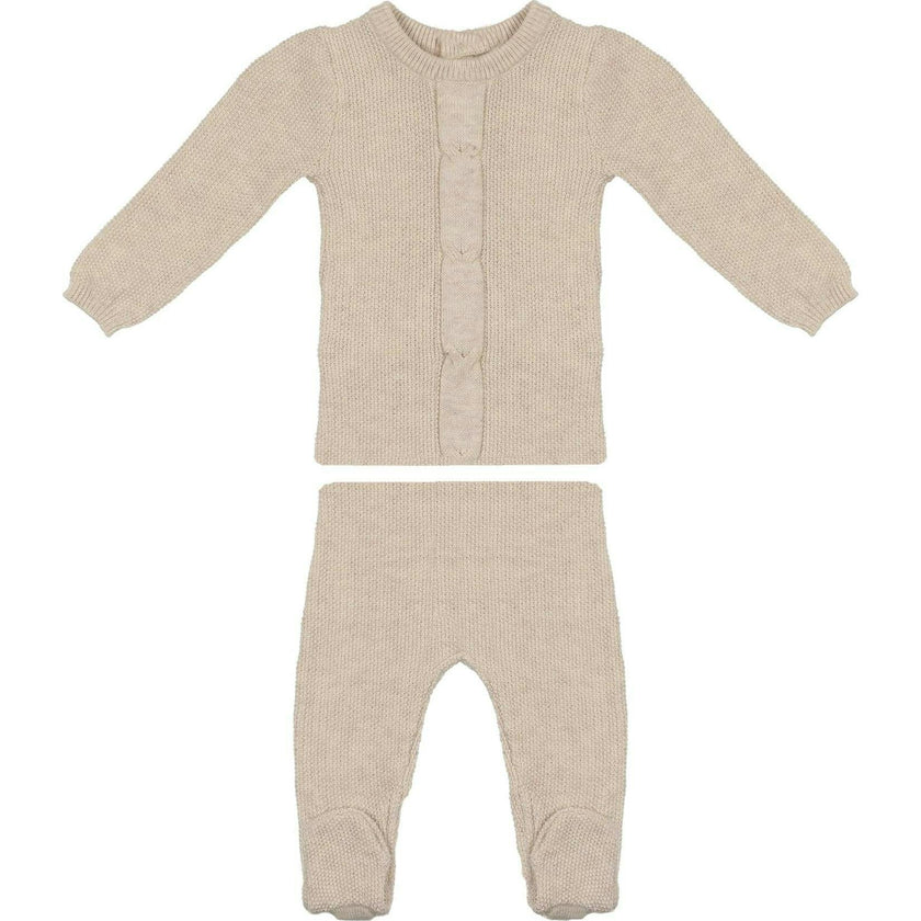 Braided Rope Knit Long Sleeve Sweater & Pant 2-Piece Set