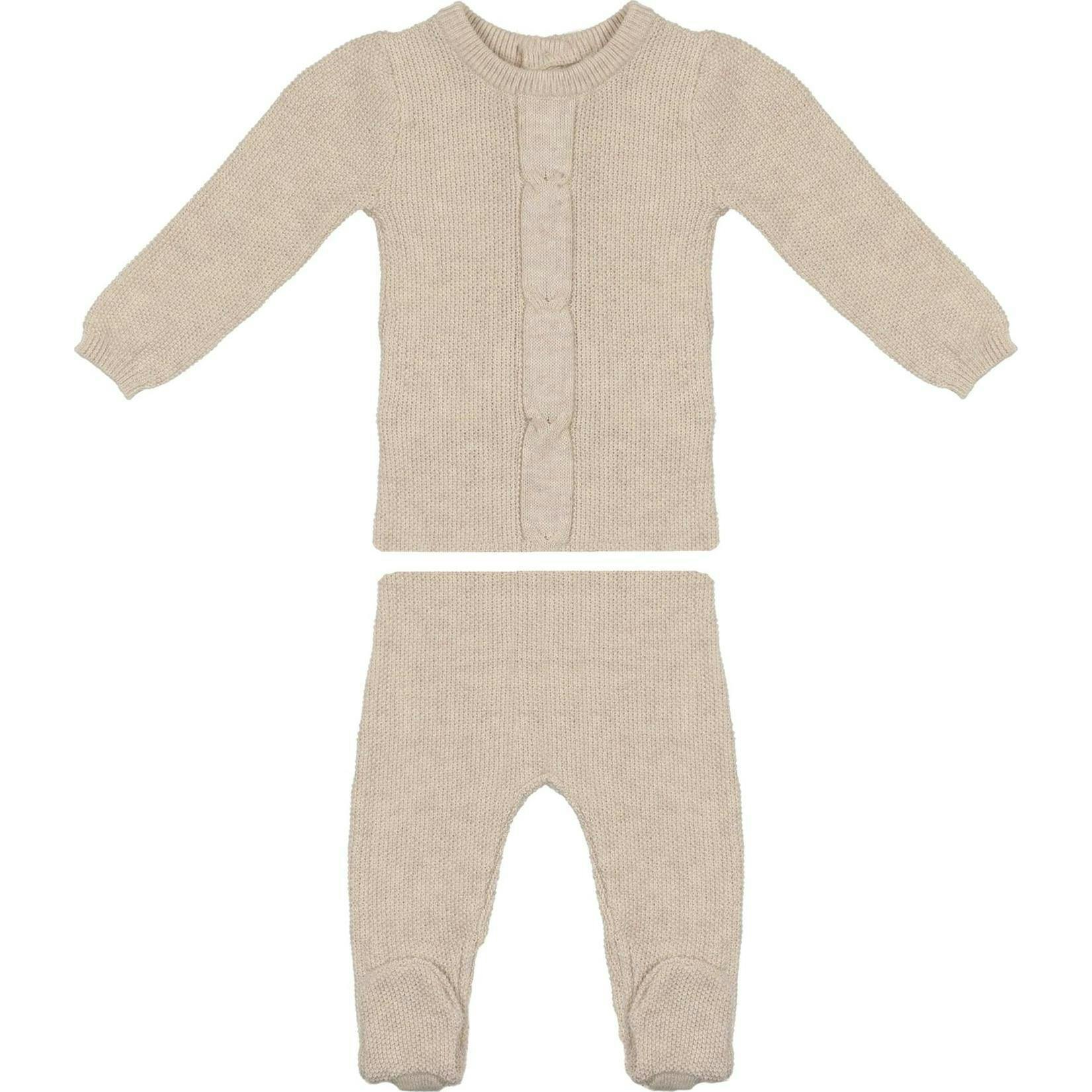 Braided Rope Knit Long Sleeve Sweater & Pant 2-Piece Set
