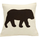 Hand Felted Wool Pillow - Brown Bear Silhouette Cream - 20" Arcadia Home