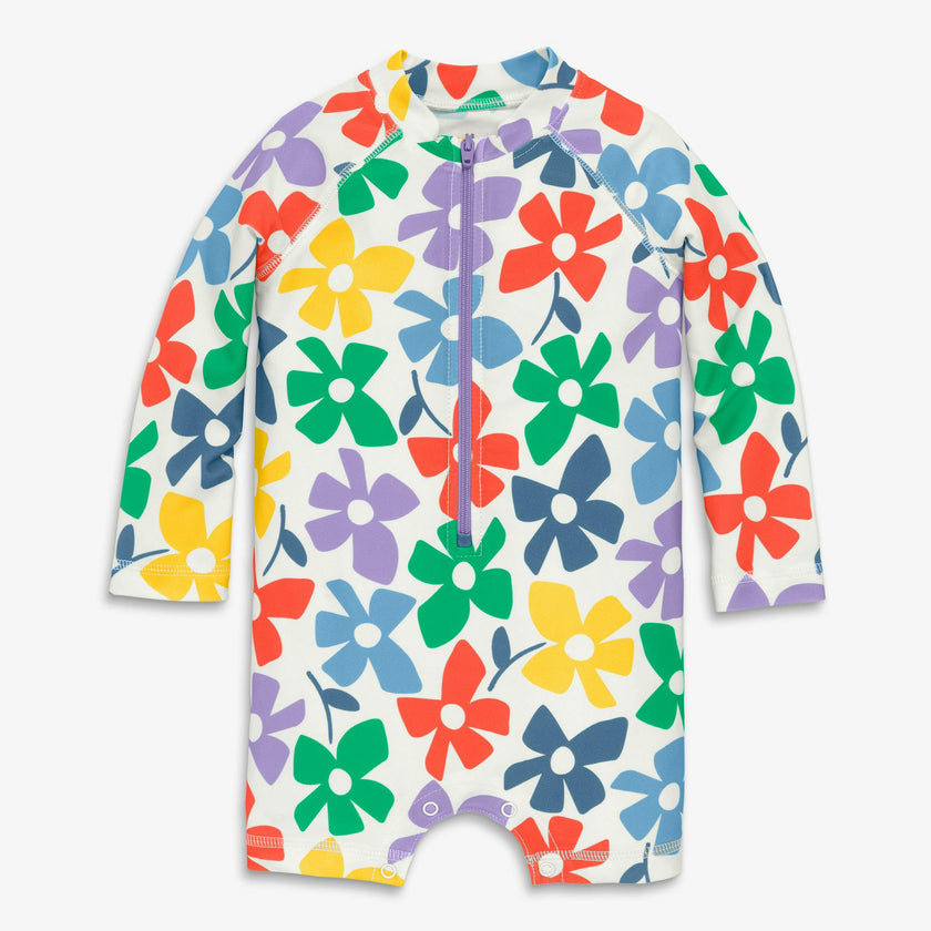 Clearance baby one-piece rash guard in rainbow blooms
