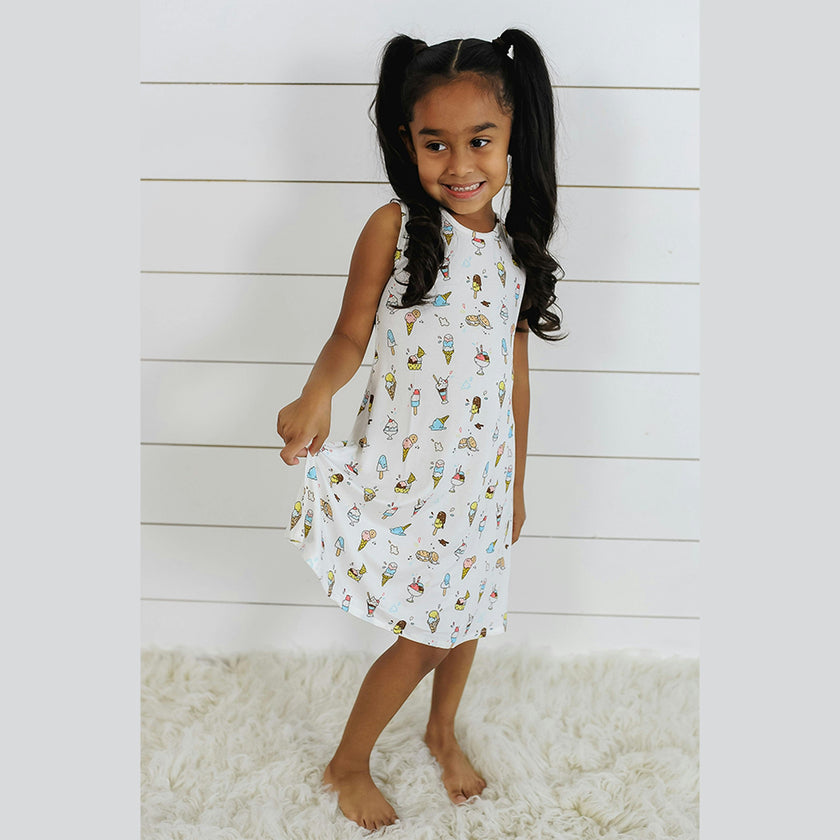 Ice Cream Bamboo Girls' Sleeveless Dress